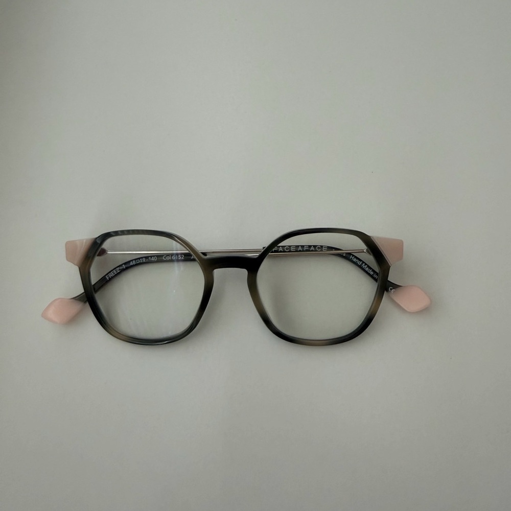 Face à Face Paris Eyeglasses Frames Round Tortoise Pink Arms Handmade Italy